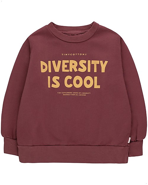 Tiny Cottons Felpa a Maniche Lunghe - Diversity is Cool - Prugna - 100% Felpa di Cotone Bio Felpe