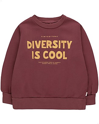 Tiny Cottons Felpa a Maniche Lunghe - Diversity is Cool - Prugna - 100% Felpa di Cotone Bio Felpe