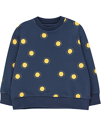 Tiny Cottons Felpa a Maniche Lunghe Sole, Blu/Giallo - Cotone Pima Felpe