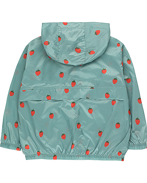 Tiny Cottons Giacca a Vento Fragole, Verde Acqua/Rosso - con Cappuccio Giacche