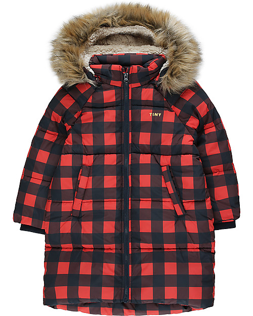 Tiny Cottons Giaccone Imbottito a Quadri- Navy/Rosso - Antivento e Impermeabile! Cappotti