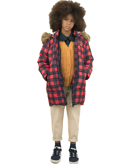 Tiny Cottons Giaccone Imbottito a Quadri- Navy/Rosso - Antivento e Impermeabile! Cappotti