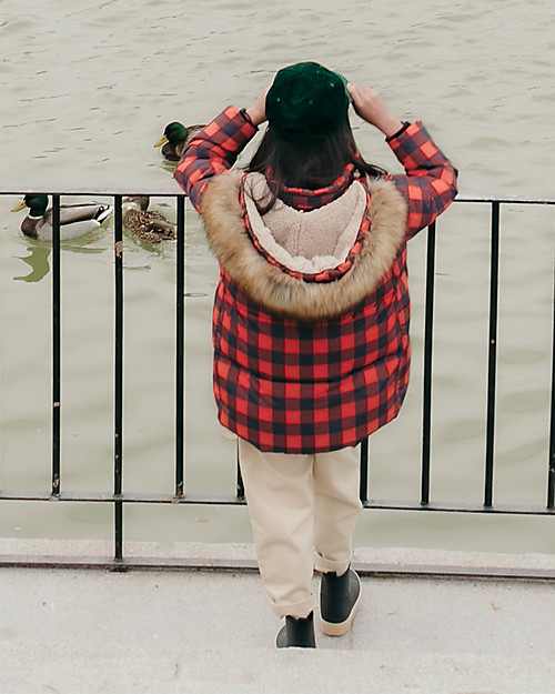 Tiny Cottons Giaccone Imbottito a Quadri- Navy/Rosso - Antivento e Impermeabile! Cappotti