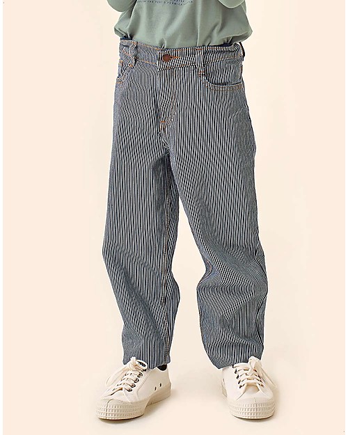 Tiny Cottons Jeans 5 Tasche a Strisce - Blu Denim - 100% Cotone - Vestibilità Super! Jeans