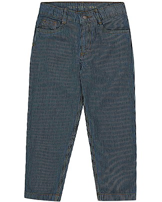 Tiny Cottons Jeans 5 Tasche a Strisce - Blu Denim - 100% Cotone - Vestibilità Super! Pantaloni Lunghi