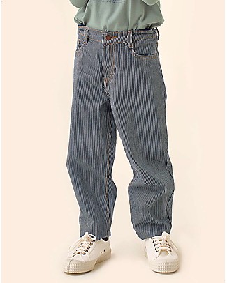 Tiny Cottons Jeans 5 Tasche a Strisce - Blu Denim - 100% Cotone - Vestibilità Super! Pantaloni Lunghi