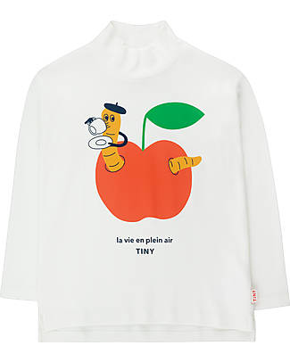 Tiny Cottons Maglia a Collo Alto - La Vie Mockneck Tee - Snow e Summer Red - Cotone Pima Elasticizzato Maglie Manica Lunga
