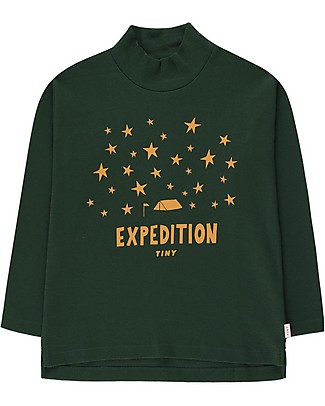 Tiny Cottons Maglia a Collo Alto - Tenda Expedition - Verde Scuro - Cotone Pima Elasticizzato Maglie Manica Lunga