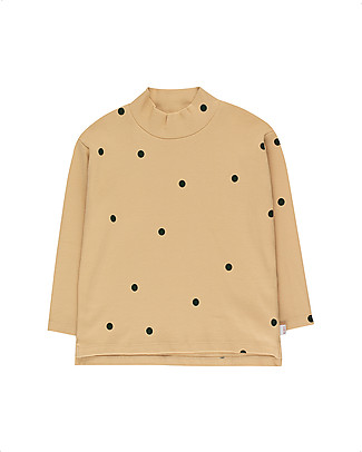 Tiny Cottons Maglia Collo Alto a Pois - Cappuccino/Verde Scuro - Cotone Pima Maglie Manica Lunga