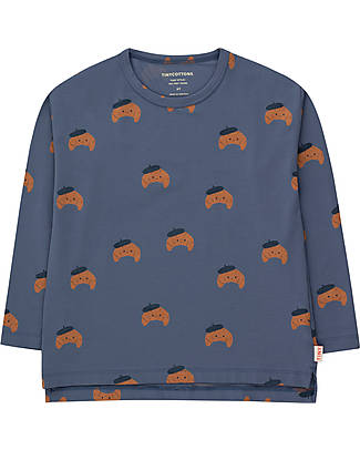 Tiny Cottons Maglia Maniche Lunghe Croissant - Navy Chiaro e Marrone Chiaro - Cotone Pima Maglie Manica Lunga