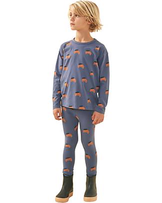 Tiny Cottons Maglia Maniche Lunghe Croissant - Navy Chiaro e Marrone Chiaro - Cotone Pima Maglie Manica Lunga