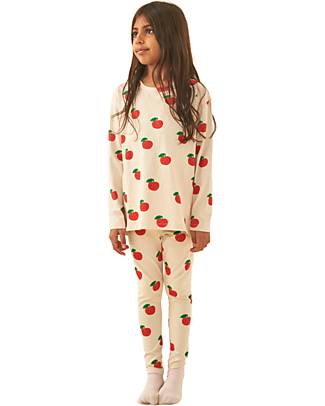 Tiny Cottons Maglia Maniche Lunghe Mele - Sandstone e Deep Red - Cotone Pima Maglie Manica Lunga