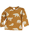 Tiny Cottons Maglia Orsi Polari - Ocra - 100% Cotone Pima Maglie Manica Lunga