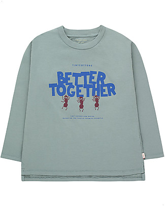 Tiny Cottons Maglietta a Maniche Lunghe - Formiche - Grigio Nebbia - 100% Cotone Biologico Maglie Manica Lunga