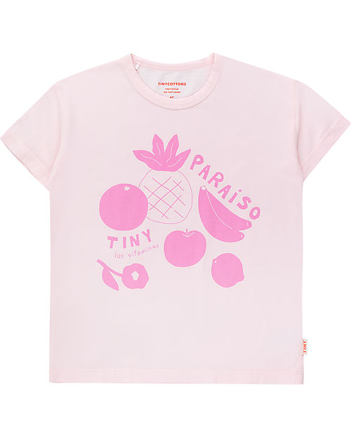 Tiny Cottons Maglietta Maniche Corte - Paraiso Fruit - Rosa Chiaro - Cotone Bio GOTS T-shirt