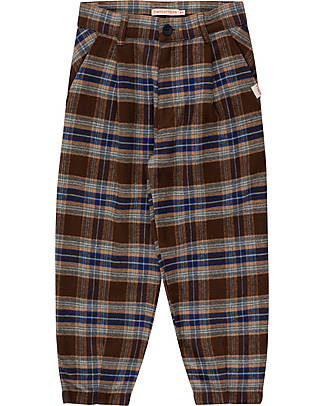 Tiny Cottons Pantaloni a Quadri con Pince - Mele - Mostarda/Blu - 100% Cotone Pantaloni Lunghi