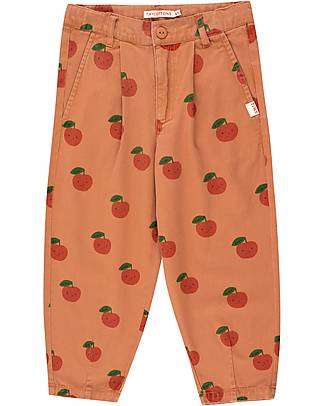 Tiny Cottons Pantaloni a Quadri con Pince - Mele - Mostarda/Blu - 100% Cotone Pantaloni Lunghi