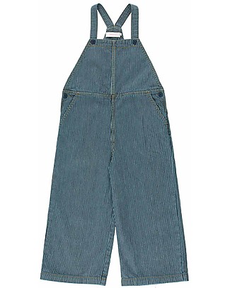 Tiny Cottons Salopette a Strisce - Blu Denim - 100% Cotone - Perfetta per Ogni Outfit Salopette
