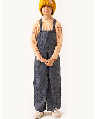 Tiny Cottons Salopette a Strisce - Blu Denim - 100% Cotone - Perfetta per Ogni Outfit Salopette