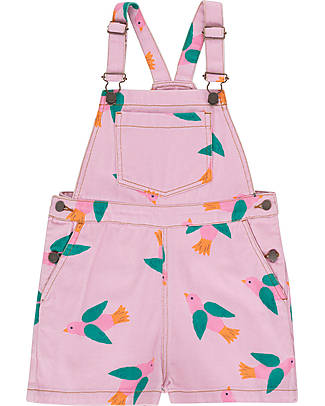 Tiny Cottons Salopette con Pantaloncini - Birds - Violetto - 100% Cotone Salopette