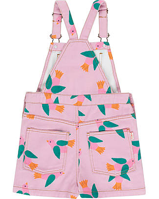 Tiny Cottons Salopette con Pantaloncini - Birds - Violetto - 100% Cotone Salopette