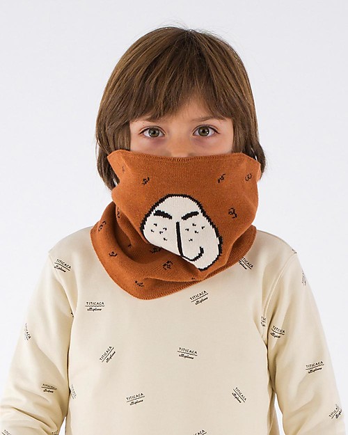 Tiny Cottons Scaldacollo Lama, Marrone/Nero Cotone e Lana Merino