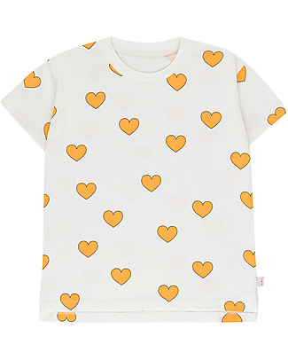 Tiny Cottons T-Shirt Cuori, Bianca/Gialla - Cotone Pima T-Shirt e Canotte