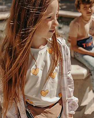 Tiny Cottons T-Shirt Cuori, Bianca/Gialla - Cotone Pima T-Shirt e Canotte
