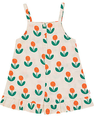 Tiny Cottons Vestito con Spallini Peonie - Crema - 100% Cotone Vestiti_
