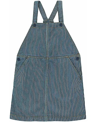 Tiny Cottons Vestito Salopette a Strisce - Blu Denim - 100% Cotone - Bellissimo e Comodissimo Vestiti_