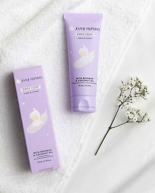 Tiny Humans Baby Crema Cambio, Cera d'Api e Cocco- 75 ml Crema Cambio Pannolino