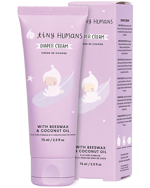 Tiny Humans Baby Crema Cambio, Cera d'Api e Cocco- 75 ml Crema Cambio Pannolino