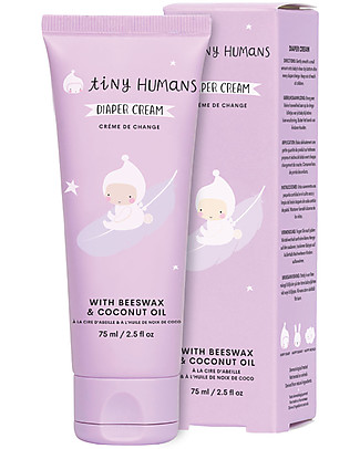 Tiny Humans Baby Crema Cambio, Cera d'Api e Cocco- 75 ml Crema Per Il Cambio