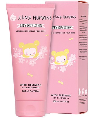 Tiny Humans Baby Lozione Corpo Massaggio , Cera d'Api - 200 ml Creme ed Olii Baby