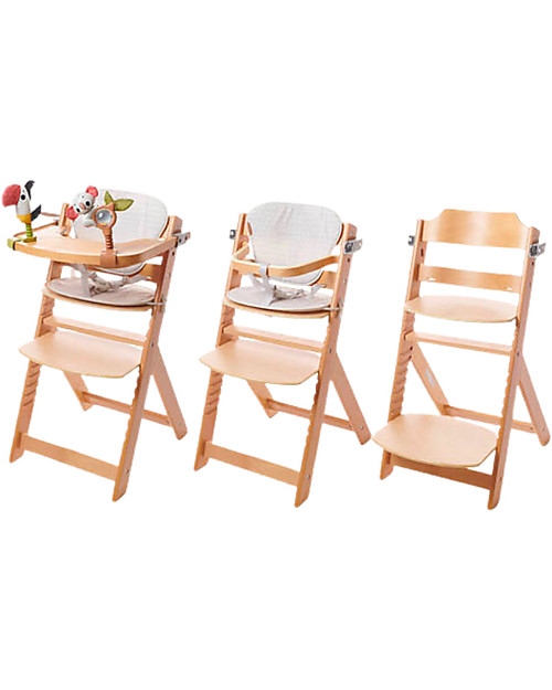 Tiny Love Seggiolone Evolutivo 3 in 1 Boho Chic in Legno - Il Seggiolone che Cresce con il tuo Bambino con 2 Giocattoli Inclusi Seggioloni Pappa