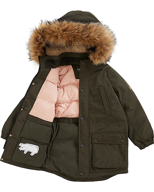Toastie Kids Parka North Star - Oliva - Waterproof e Imbottito in Piuma Sorona Eco-Friendly Cappotti