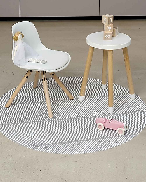 Toddlekind Splat Mats - Tappeto Impermeabile Multiuso - Righe - Grigio - 105 cm - Perfetto Sotto al Seggiolone! Tappeti per Seggiolone