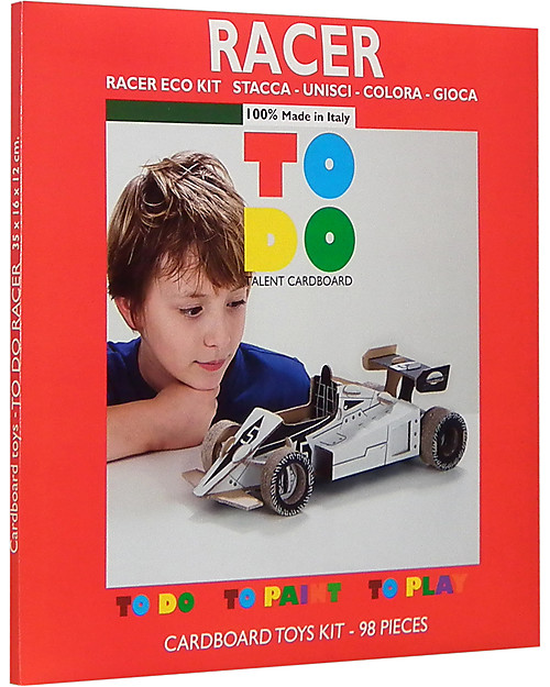 ToDo Gioco da Costruire in Cartone Livello Student, Macchina da Corsa 98 pezzi - Ecologia e divertimento! Kit Fai Da Te