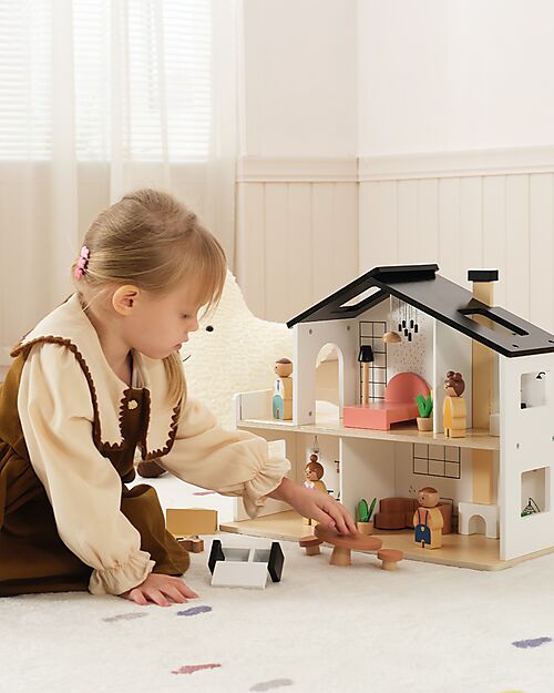 Tooky Toy Casa delle Bambole in Legno - 20 Pezzi - 50 x 19,5 x 41 cm - 3+ Anni Case delle Bambole