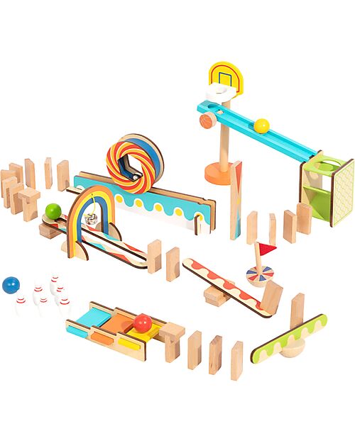 Tooky Toy Domino in Legno - 57 Pezzi - 3+ Anni Costruzioni in Legno