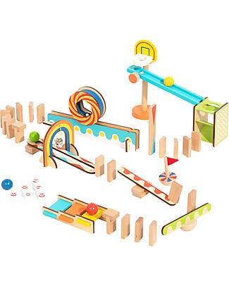 Tooky Toy Domino in Legno - 57 Pezzi - 3+ Anni Costruzioni in Legno