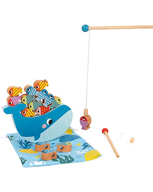 Tooky Toy Gioco in Legno Multifunzione - Pesca Facilitata con Magnete - 25 Pezzi - 21,8 x 22 x 4,5 cm - 3+ Anni Giochi Magnetici