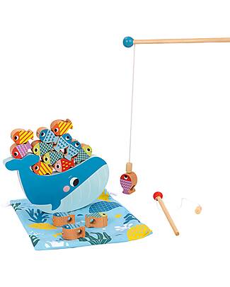 Tooky Toy Gioco in Legno Multifunzione - Pesca Facilitata con Magnete - 25 Pezzi - 21,8 x 22 x 4,5 cm - 3+ Anni Giochi Magnetici