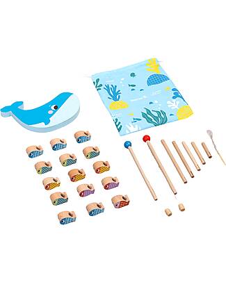 Tooky Toy Gioco in Legno Multifunzione - Pesca Facilitata con Magnete - 25 Pezzi - 21,8 x 22 x 4,5 cm - 3+ Anni Giochi Magnetici
