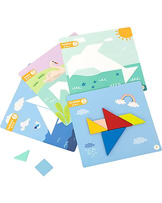 Tooky Toy Gioco Tangram Magnetico - 18 Pezzi - Oltre 20 Forme Componibili! - 3+ Anni Giochi Magnetici