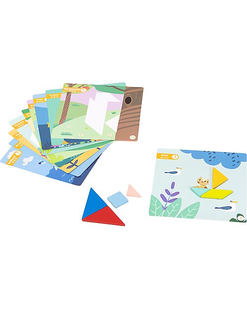 Tooky Toy Gioco Tangram Magnetico - 18 Pezzi - Oltre 20 Forme Componibili! - 3+ Anni Giochi Magnetici