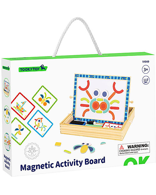 Tooky Toy Lavagna Magnetica Multiattività - Oltre 30 Forme Componibili! - 117 Pezzi - 31,5 x 22 x 21,5 cm - 3+ Anni Giochi Magnetici