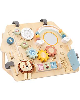 Tooky Toy Pannello Multiattività in Legno - Reclinabile - 40 x 4 x 30 cm - 12m+ Giochi Sensoriali_