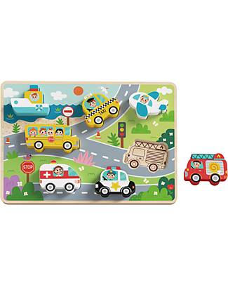 Tooky Toy Puzzle a Incastro in Legno - Mezzi di Trasporto - 29,5 x 21 cm - A Partire Dai 12 Mesi Incastri in Legno