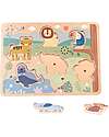 Tooky Toy Puzzle Sonoro a Incastro in Legno - Animali - 29,5 x 21,5 x 1,5 cm - 18m+ Incastri in Legno